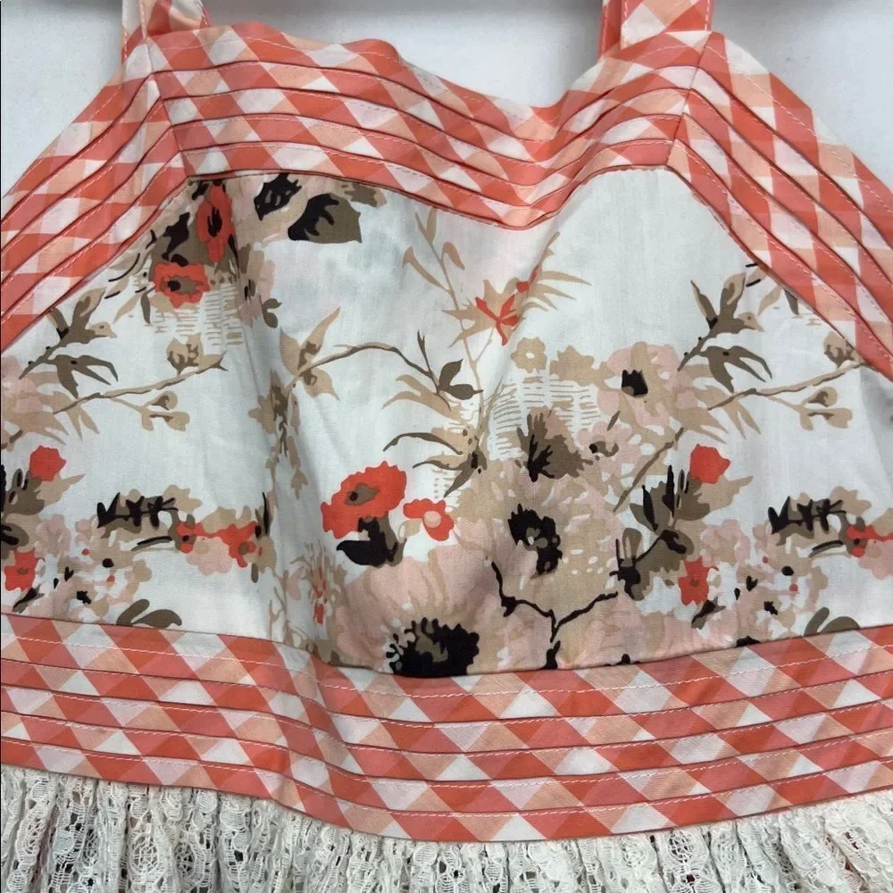 Matilda Jane ivory and orange floral sundress with lace overlay size 6 New!